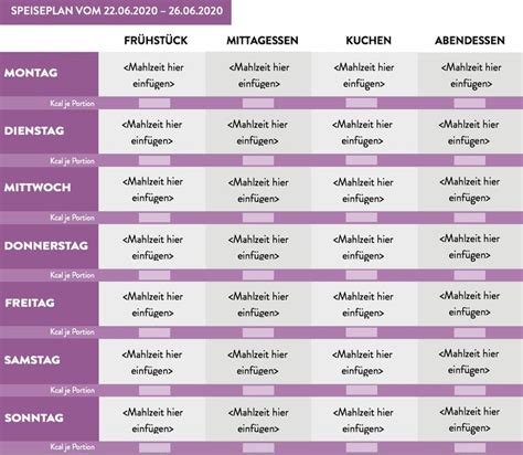 Essensplan Zum Abnehmen Vorlage Choose Your Level