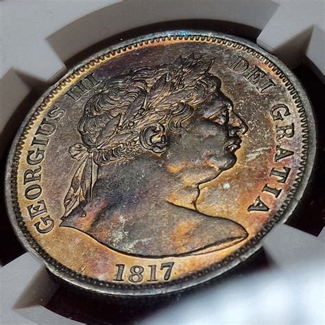 England Großbritannien United Kingdom 1 2 Crown 1817 George III Bull