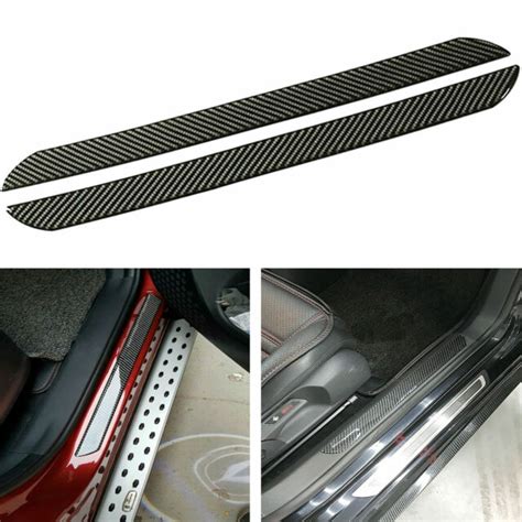 2x Door Scuff Sill Plate Guard Panel Protect Trim Cover Universal Carbon Fiber Ebay