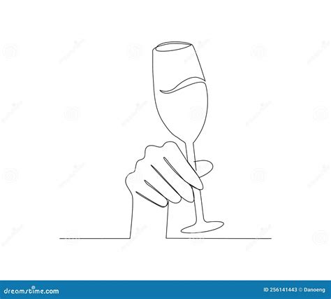 Continuous Line Drawing Of Champagne Glass Minimalist Line Art Drawing Vector Illustration With