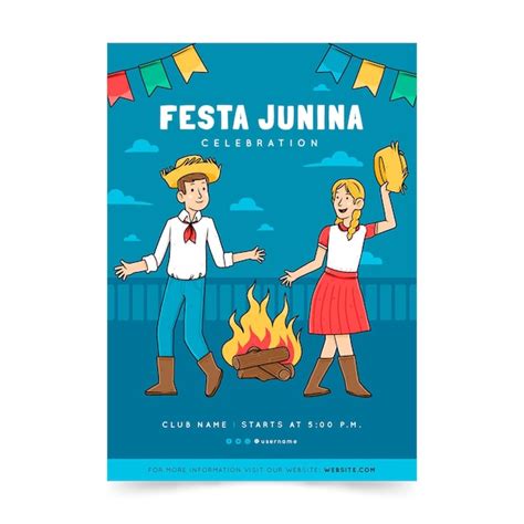 Free Vector Hand Drawn Festa Junina Vertical Poster Template