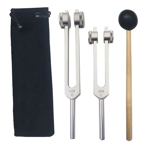 Aluminum Tuning Forks Set C128 Hz And C259 Hz With Bag And Hammer For