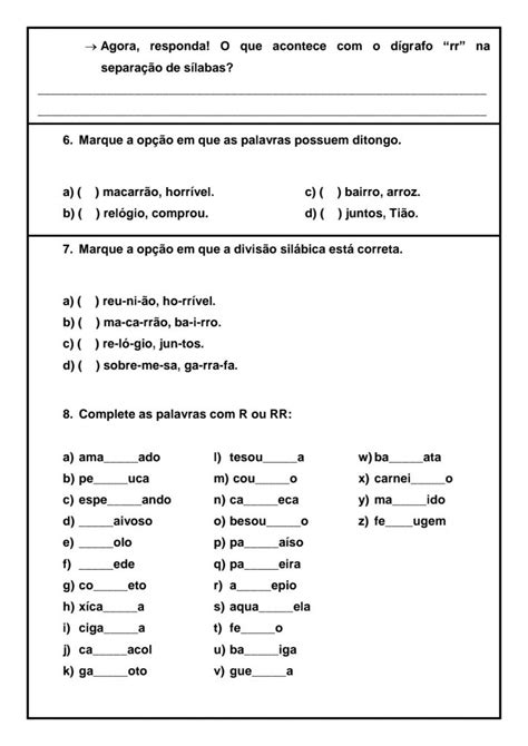 Atividades De Ortografia R Ou Rr Para Imprimir S Escola