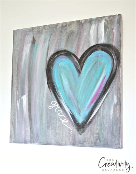 Grace 10x10 Colorful Heart Abstract Painting on Canvas Panel Art ...