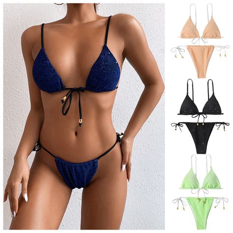 Swimsuit Bikini 2Pcs Set Women Bikini Set Solid Color Padded Breathable