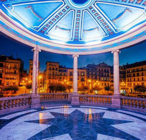 Arched Colonnade Of Plaza Del Castillo Square In Old Town Pamplona