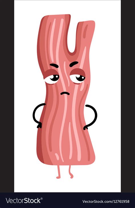 Funny bacon slice isolated cartoon character Vector Image