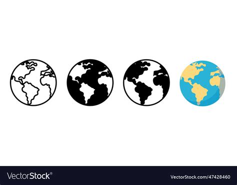 Globe Icons Set Planet Earth Symbol Collection Vector Image