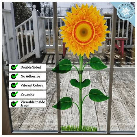 Sunflower Window Clings - Removable Floral Decor – Window Flakes