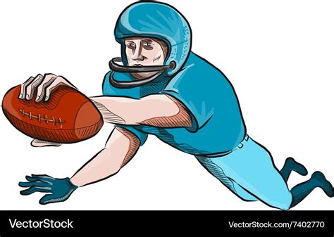 American Football Player Touchdown Drawing Vector Image