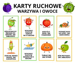 Karty Ruchowe Warzywa I Owoce Dla Dzieci 60 Kart