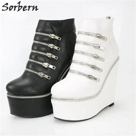 Sorbern White Wedge Heel Boots Women 15cm6cm Size Us7 Made To Order