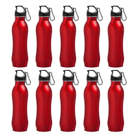 10 Stainless Steel Sports Water Bottles Set 25 Oz Customizable Text Logo Twist On Lid