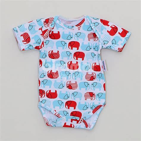 Body para Bebê Manga Curta G Elefantinho Azul Baby Enxoval