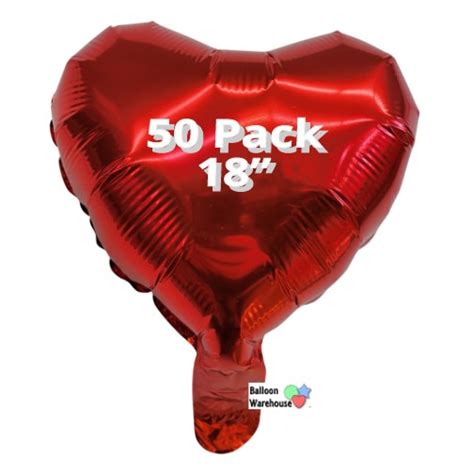 18 Red Heart Foil Balloon 50 Pack Balloon Warehouse™