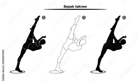 Vector Illustration Of Sepak Takraw Players Takraw And Football Sports