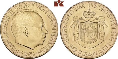 Liechtenstein Franken Bern Franz Joseph Ii Unc