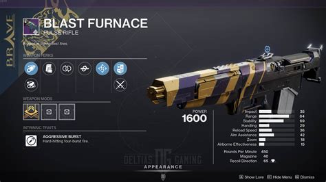 Destiny Blast Furnace God Roll And How To Get Deltia S Gaming