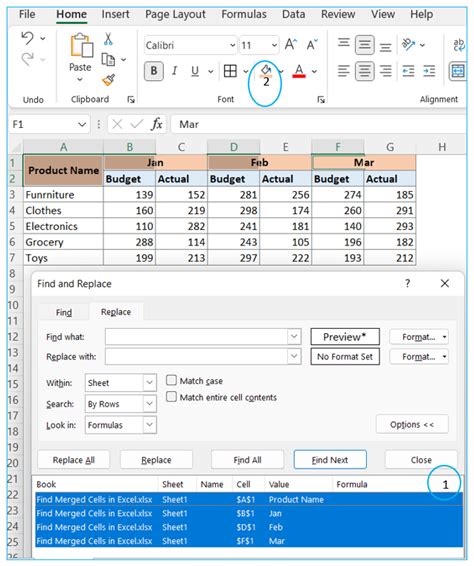 Find Merged Cells In Excel