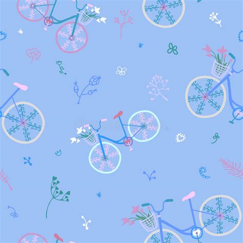 Cute Colorful Beautiful Bicycles Seamless Pattern With Decorative