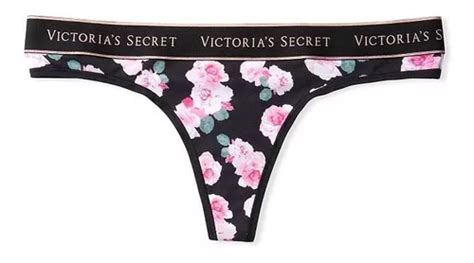 Calcinha Victorias Secret Fio Dental Algod O Logo Cintura Bk