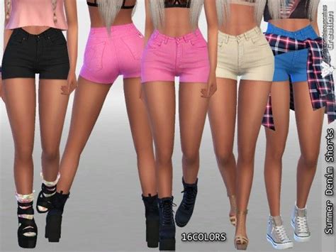 The Sims Resource Summer Denim Shorts By Pinkzombiecupcakes • Sims 4 Downloads Sims 4