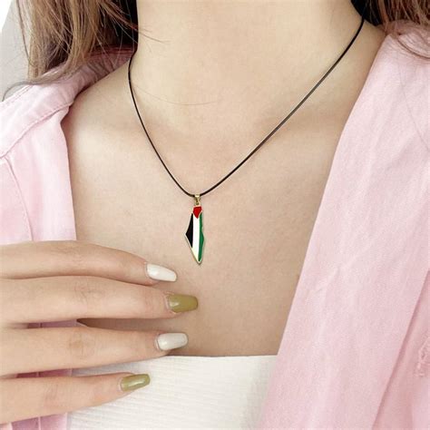 New Palestine Flag Maps Necklace Pendants With Cm Chain Palestinian F