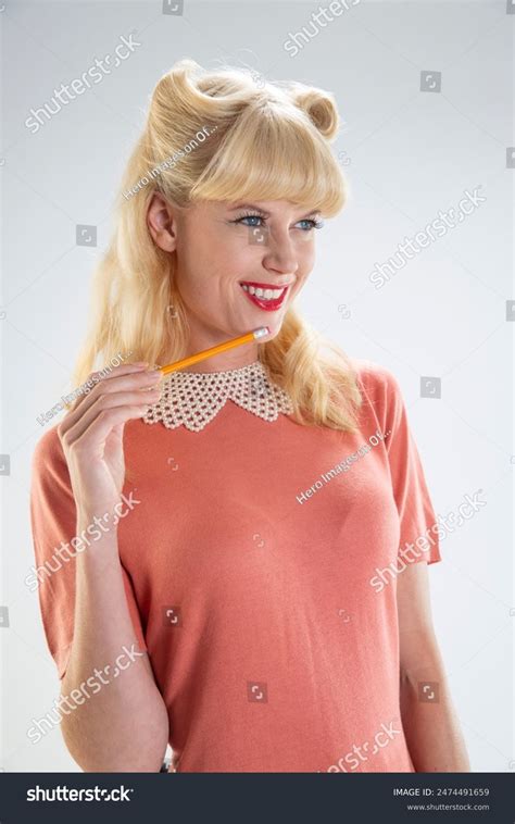 Studio Portrait Sexy Blonde Pinup Girl Stock Photo 2474491659 Shutterstock