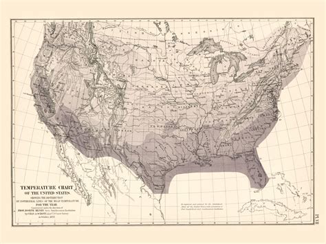 Temperature Chart Of The United States 1872 Walker 1870 9th Census Atlas Usa Atlases Old Maps