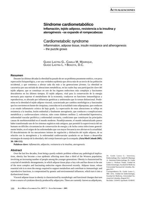 PDF Síndrome cardiometabólico Cardiometabolic syndrome El