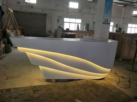 Fancy Design Artificial Marble Reception Desk with LED Light - China ...