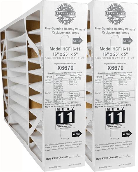 Lennox X6670 2 Pack Healthy Climate 16 X 25 X 5 Oem Hcf16 11 Air