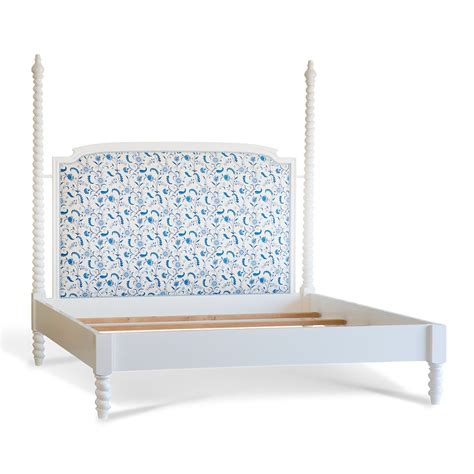 Betsy Barley Twist Upholstered Poster Bed In 2023 Steel Bed Frame Steel Bed Beautiful Bedding