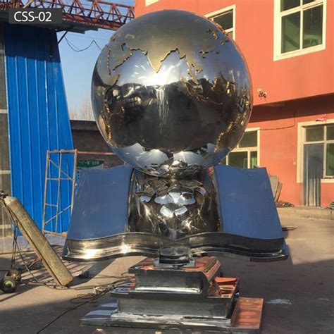 Globe Sculpture Metal Stainless Steel Globe Sculpture CSS-02 -You Fine ...