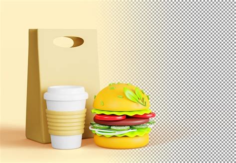 Hamburger Vegano Con Borsa Per Il Pranzo In Carta Ecologica E Banner