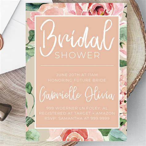 Pink Floral Bridal Shower Invitation Pink Bridal Shower Etsy