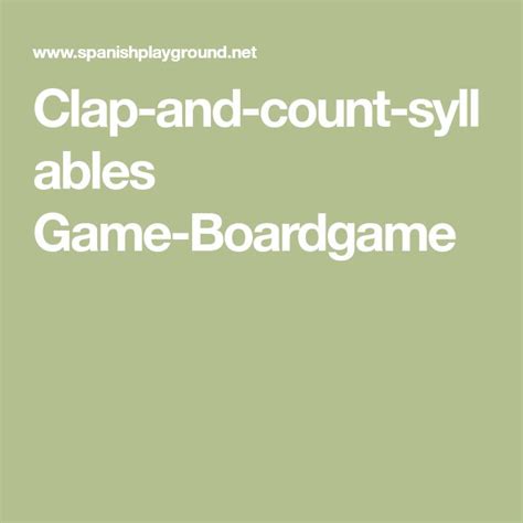 Clap And Count Syllables Game Boardgame Syllable Games Board Games