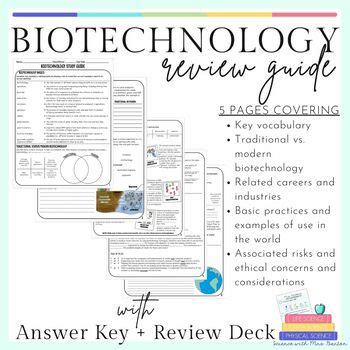 Biotechnology Study Guide Review with Answer Key by Science with Mrs Barton