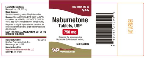 nabumetone package insert prescribing information