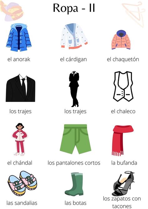 La Ropa Clothes Words Spanish Vocabulary Spanish Words