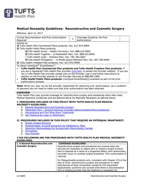 Fillable Online Medical Necessity Guidelines Reconstructive And