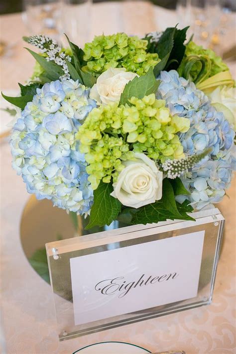 Green Blue Hydrangea Wedding Centerpiece Hydrangea Centerpiece Wedding