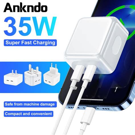 Ankndo 2 Port Usb C Charger 35w Type C Pd Fast Charging For Mobile Phone Power Adapter Fast