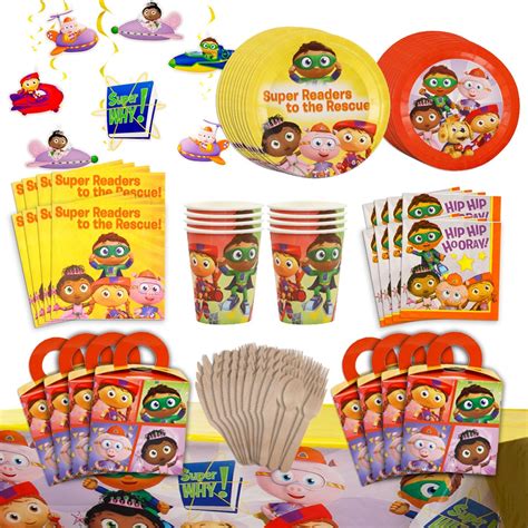 Amazon.com: Super Why! Party In A Box Complete Party Kit: 8 Plates, 8 ...