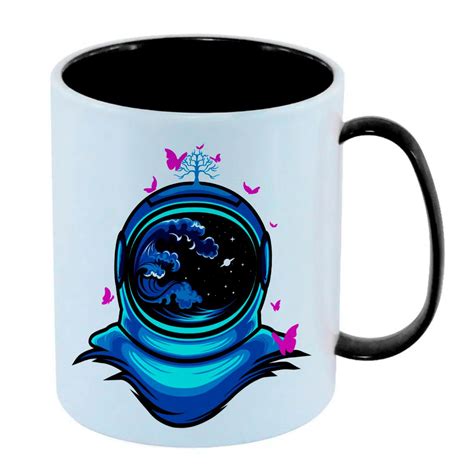 Caneca de Polímero Plástico Inquebrável Infantil Preto Astronauta