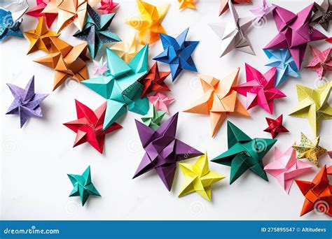 Collection of Origami Paper Stars in Different Sizes and Colors Stock ...