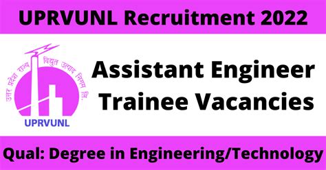 Uprvunl Recruitment Apply Online For Assistant Engineer