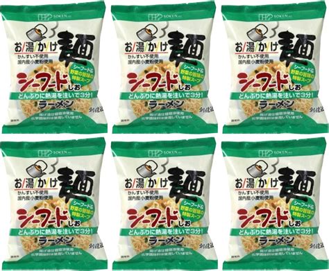 Amazon 無添加 創健社 お湯かけ麺 シーフード しおラーメン 73g×6袋★宅配便★国内産小麦粉を使用してかん水を使わず植物油で揚げ