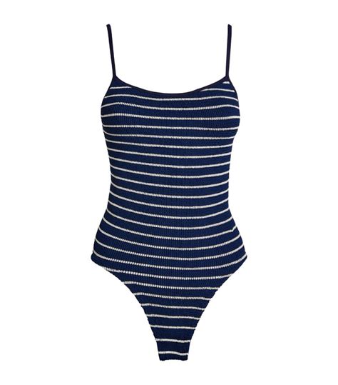 Womens Hunza G Navy Striped Pamela Swimsuit Harrods Uk