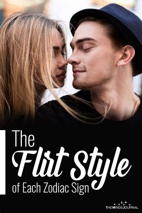 A Man And Woman Kissing Each Other With The Text The Flirt Style Of Each Zodiac Sign